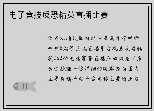 电子竞技反恐精英直播比赛